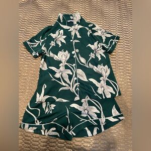 Women's Size M Cheibear Sleepwear Pajama Set 2 Piece Short Sleeve Floral